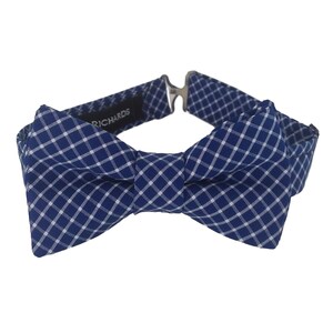 Navy blue and white check bow ties for boys 2 to 4 years