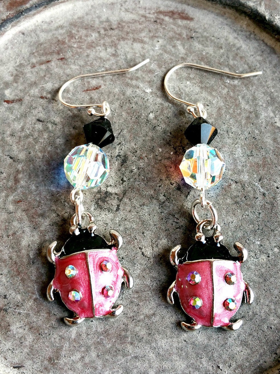 Nature Inspired Lady Bug Earrings Ladybug Earrings Insect Etsy