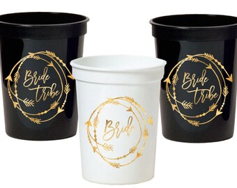 Bachelorette Party Cups - Bride Tribe - Bride - Stadium Plastic Cups - Bachelorette Party Decor - Bridal Shower
