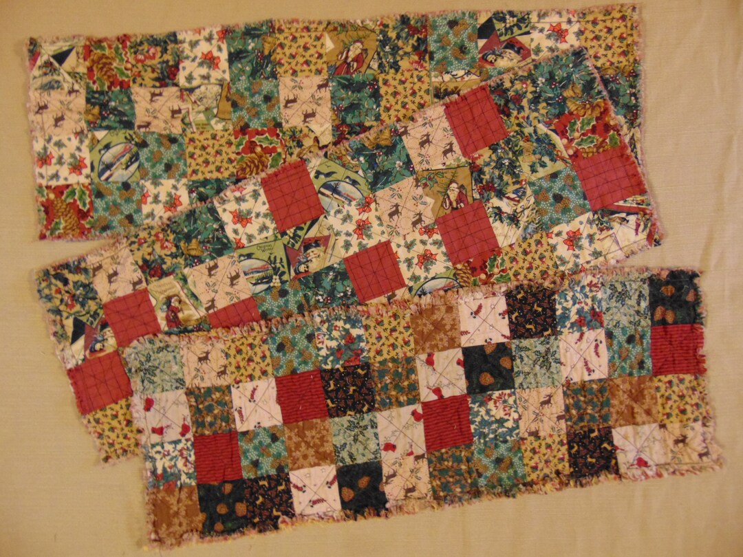 Choice of Primitive Christmas Table Runner 10 X 29 Rag Quilted Patchwork Country Rustic Etsy