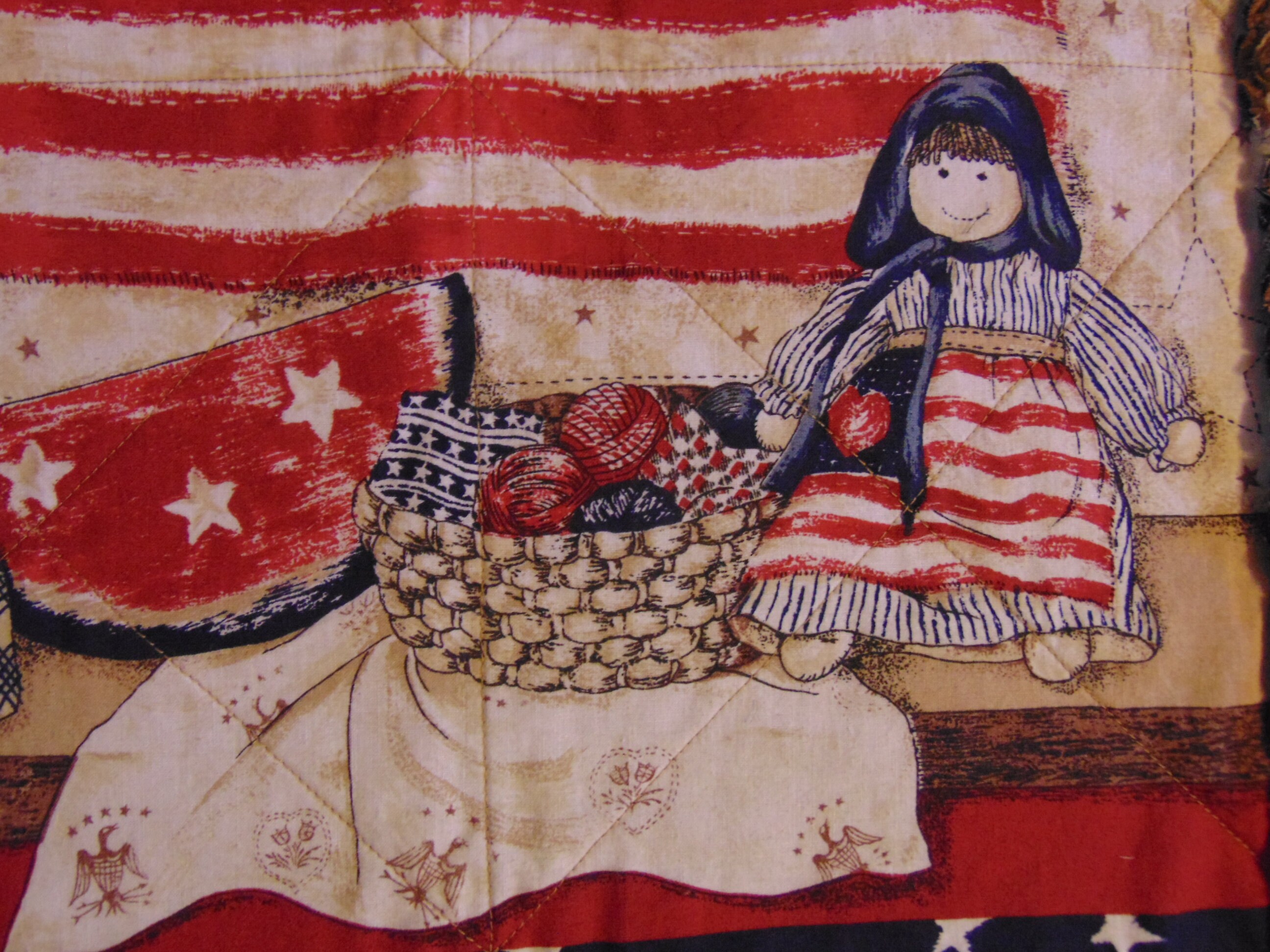Patchwork Ragdoll Americana Folk Art Rag Doll Patchwork Rag Quilt Table Runner 17