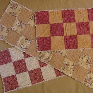 Old Fashion Mauve Rag Quilt Checkerboard Patchwork Table Runner Choice of Fabrics