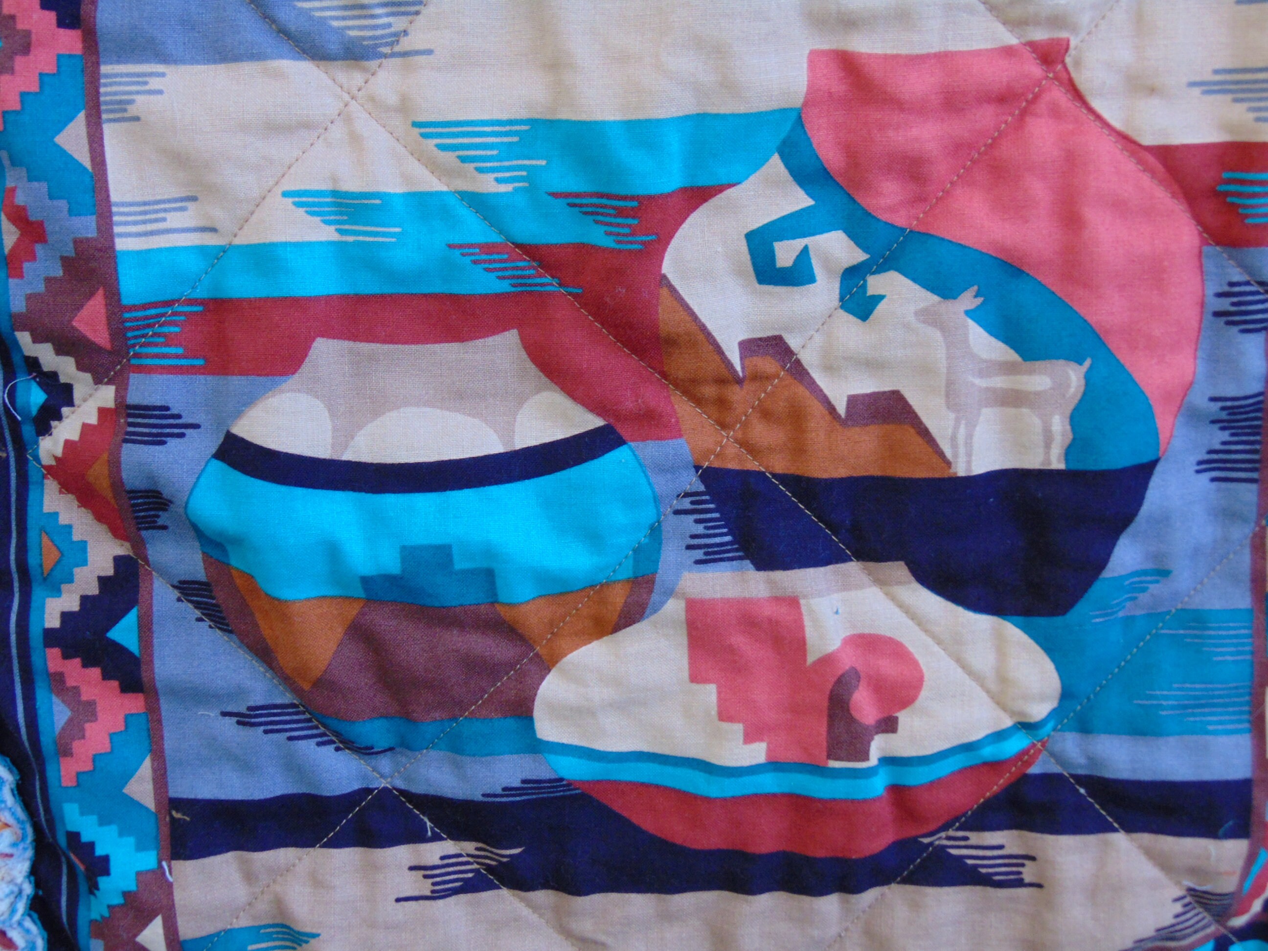 Southwest Horse Rag Quilt / XL Throw Western Pottery Ranch Etsy