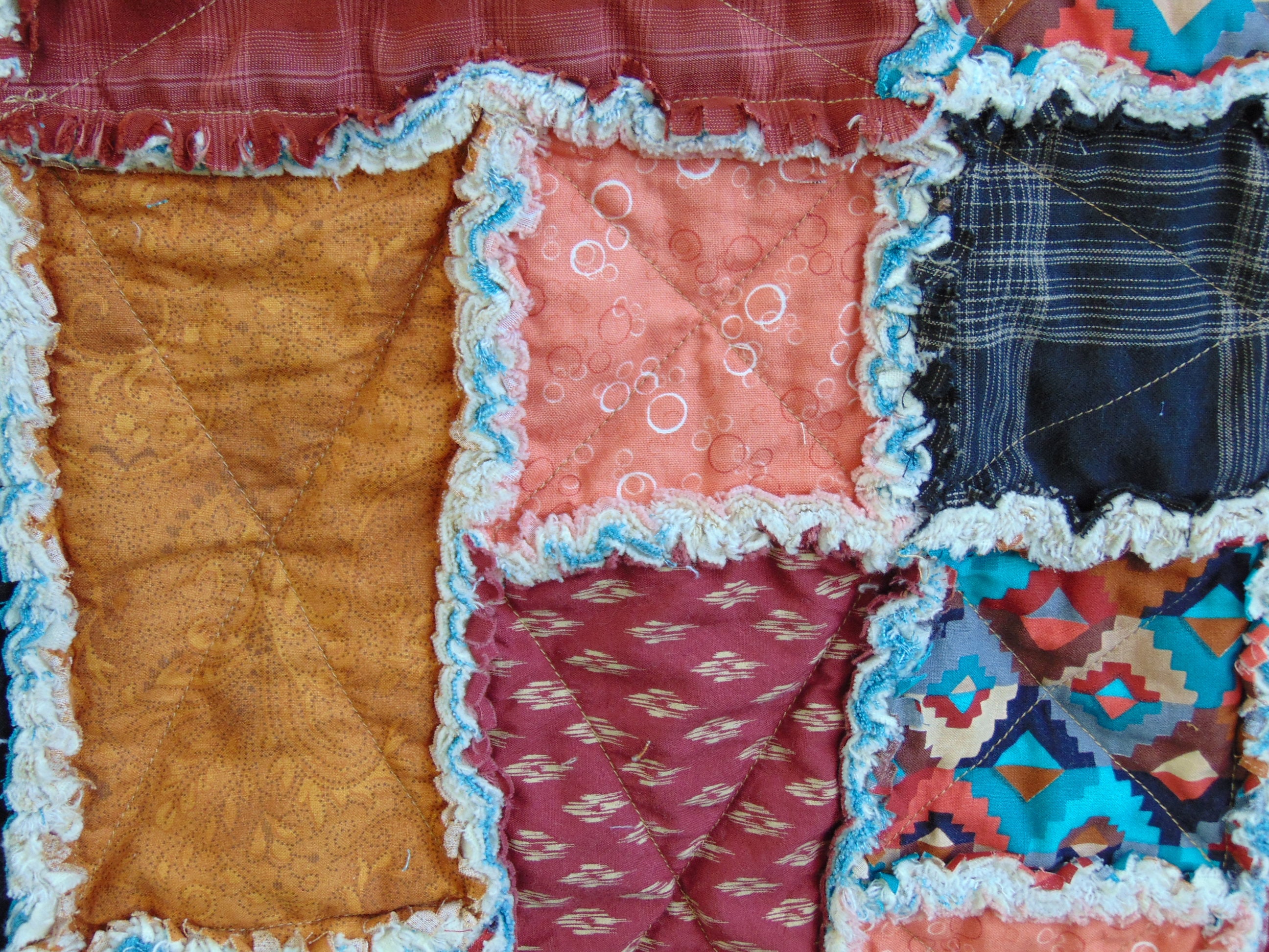Southwest Horse Rag Quilt / XL Throw Western Pottery Ranch Etsy