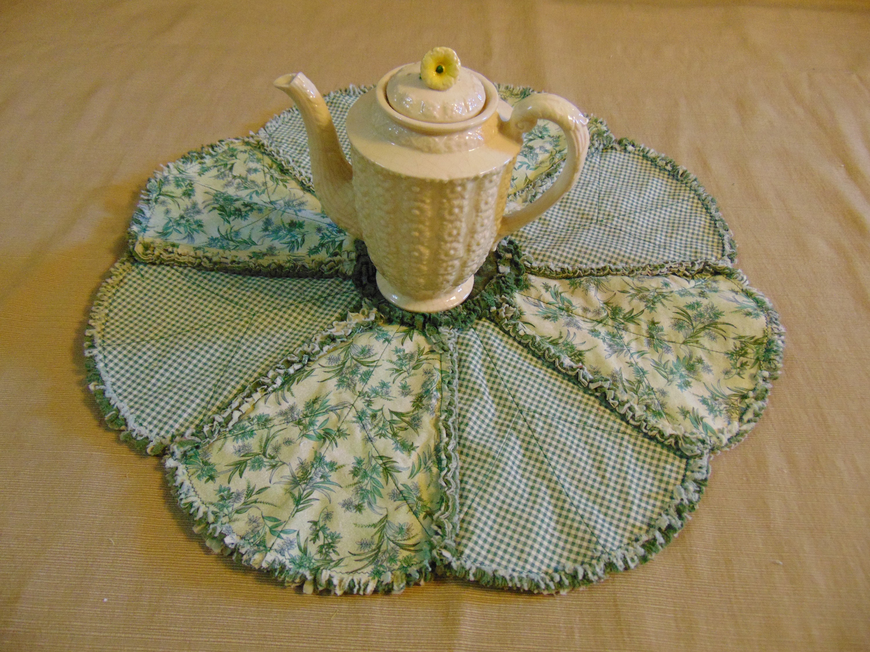 Gingham & Greens 20 Rag Quilt Candle Mat Table Etsy