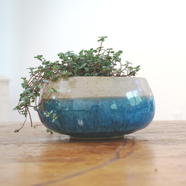 Beautiful Ceramic Planter ~Blue Stoneware Planter~Pottery Handmade~Handmade in Studio~Succulent Planter~Gift for Gardener~ READY TO SHIP!