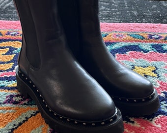 Black leather boots