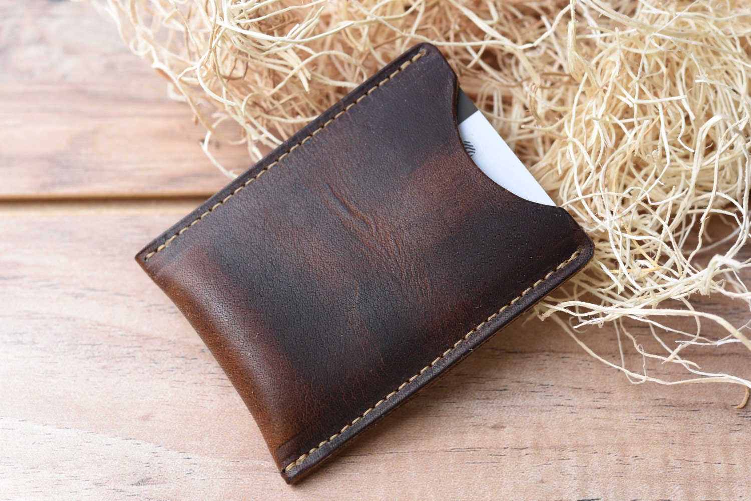 Leather Card Sleeve, Groomsmen gift wallet, Minimalist Wallet, Awesom…