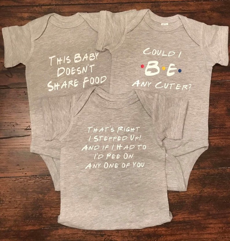 Friends 90/'s TV Sitcom Inspired 3 Pack Gift Set Baby Bodysuits