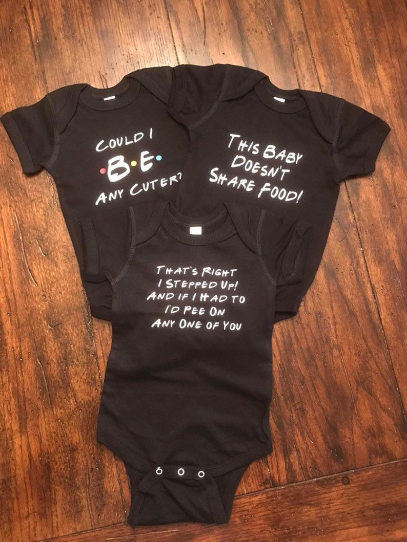 Friends 90/'s TV Sitcom Inspired 3 Pack Gift Set Baby Bodysuits