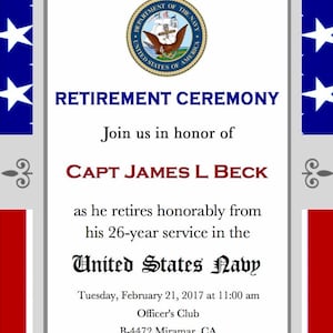 Military Retirement Invitation - Instant Editable Download
