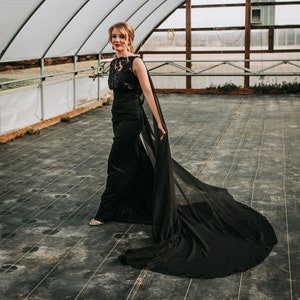 Black Evening Gown, Prom Dress,