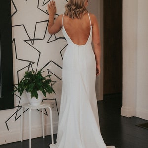 Simple Wrap Mermaid Wedding Dress with Open Back image 3
