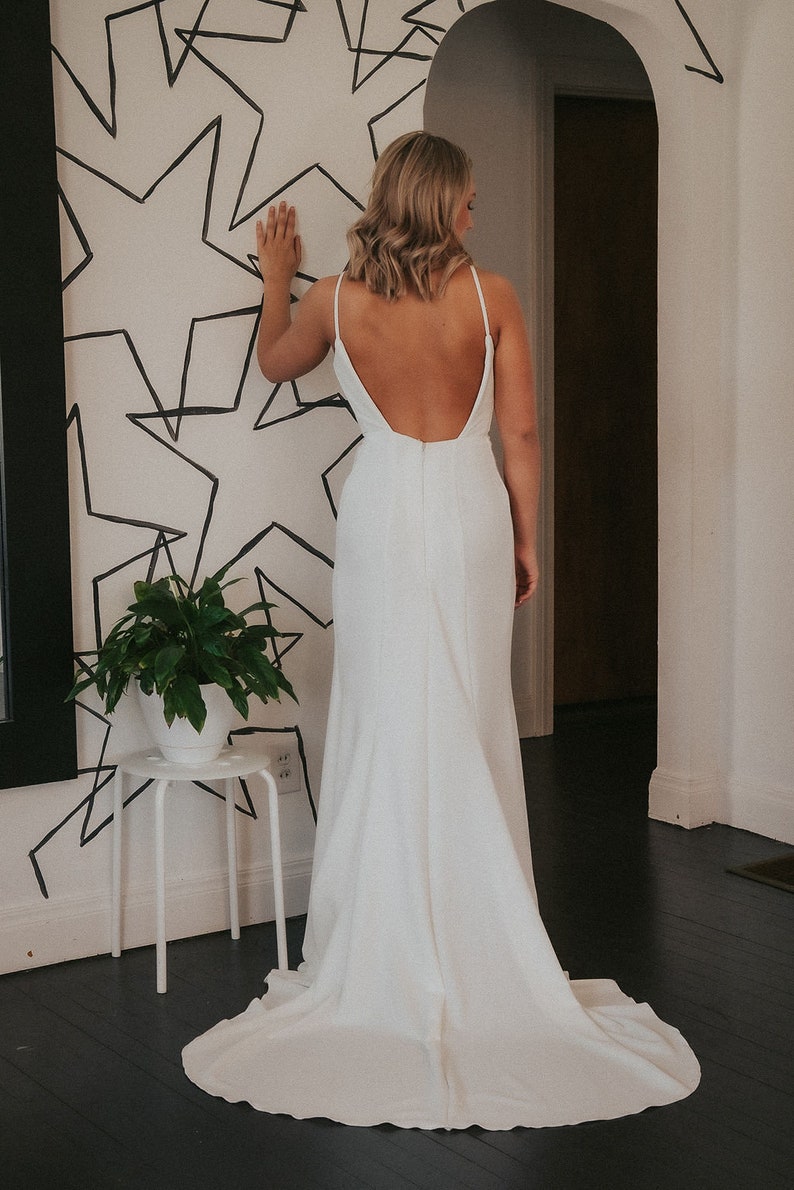 Simple Wrap Mermaid Wedding Dress with Open Back image 3
