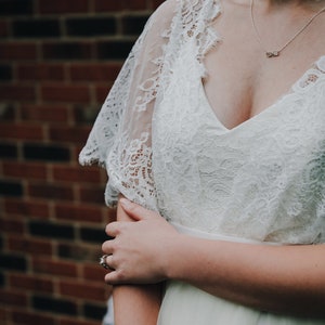 Ivory Lace and Tulle Boho Wedding Dress with Sleeves image 6