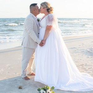 Ivory Lace and Tulle Boho Wedding Dress with Sleeves image 9