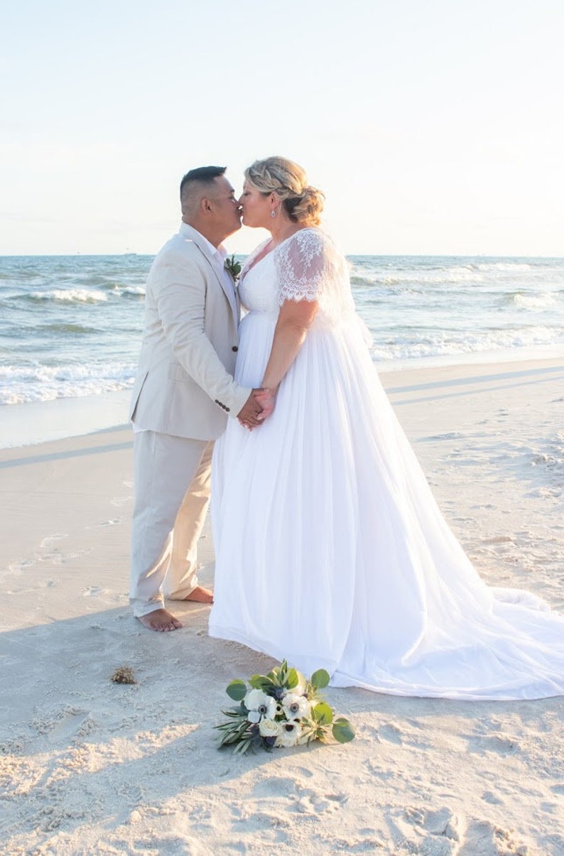 Ivory Lace and Tulle Boho Wedding Dress with Sleeves image 9