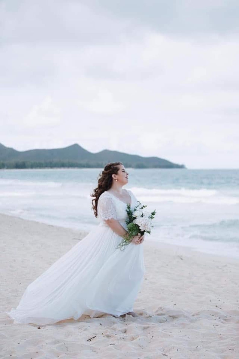 Ivory Lace and Tulle Boho Wedding Dress with Sleeves image 10