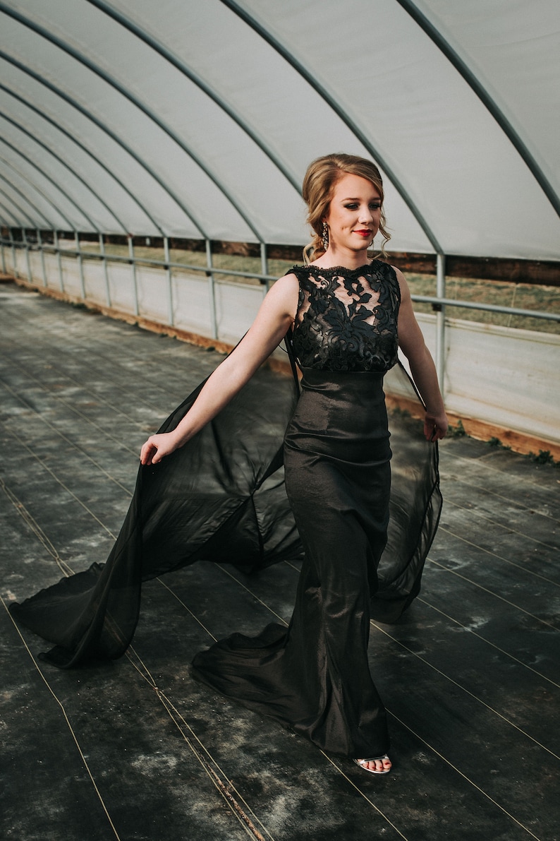 Black Evening Gown, Prom Dress, image 3