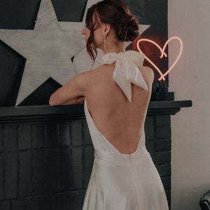 High Neck, Halter Satin Wedding Dress, Reception Dress, Simple kphillipsclothier image 3