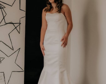 Satin Strapless Wedding Prom Dress, Mermaid Dress, Simple kphillipsclothier