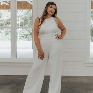 Bridal Jumpsuit, Wedding Pants, Lace, Wide Leg, Plus Size Wide Leg