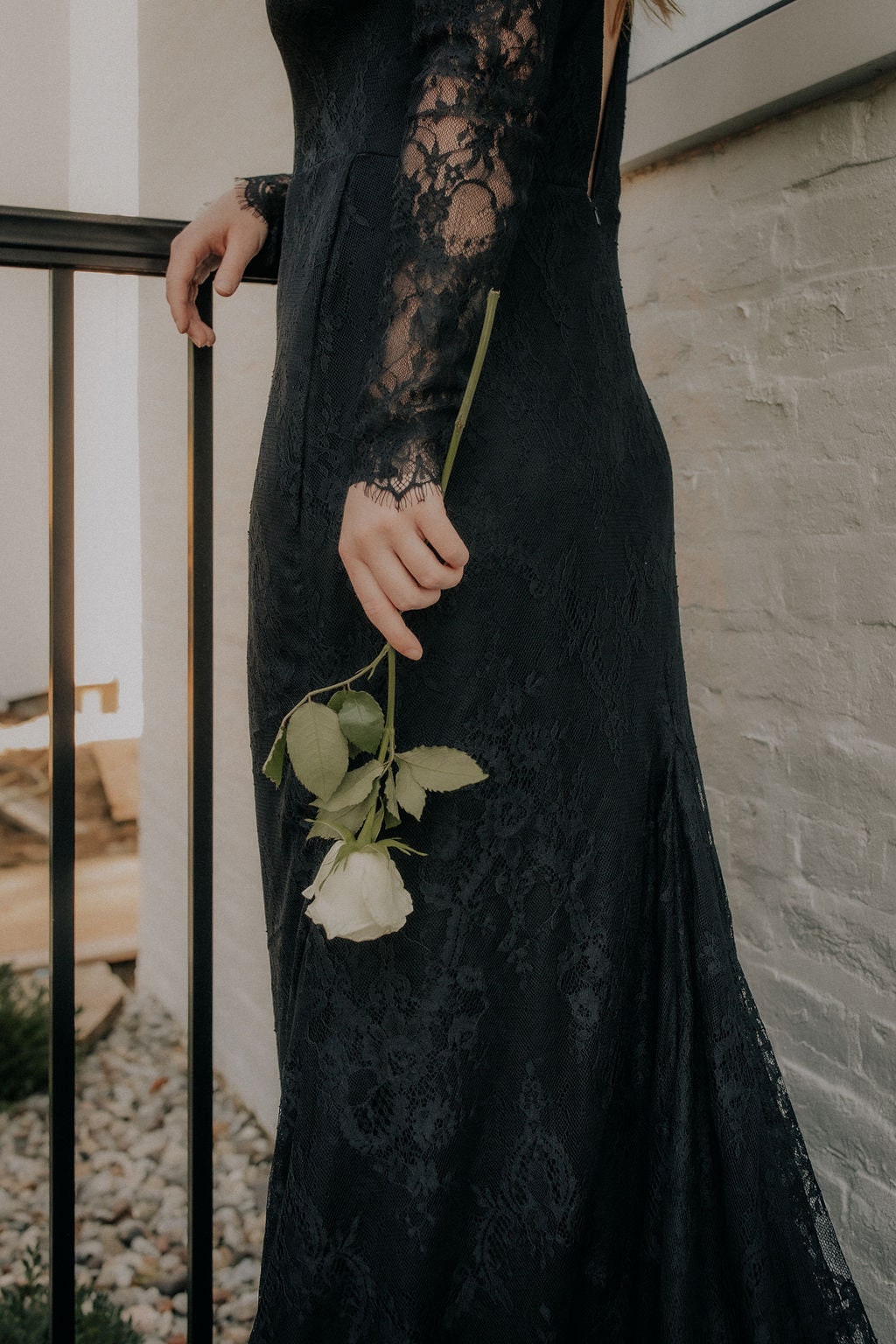 Gothic Bride Design Black Wedding Dresses Lace Long Sleeve – TANYA