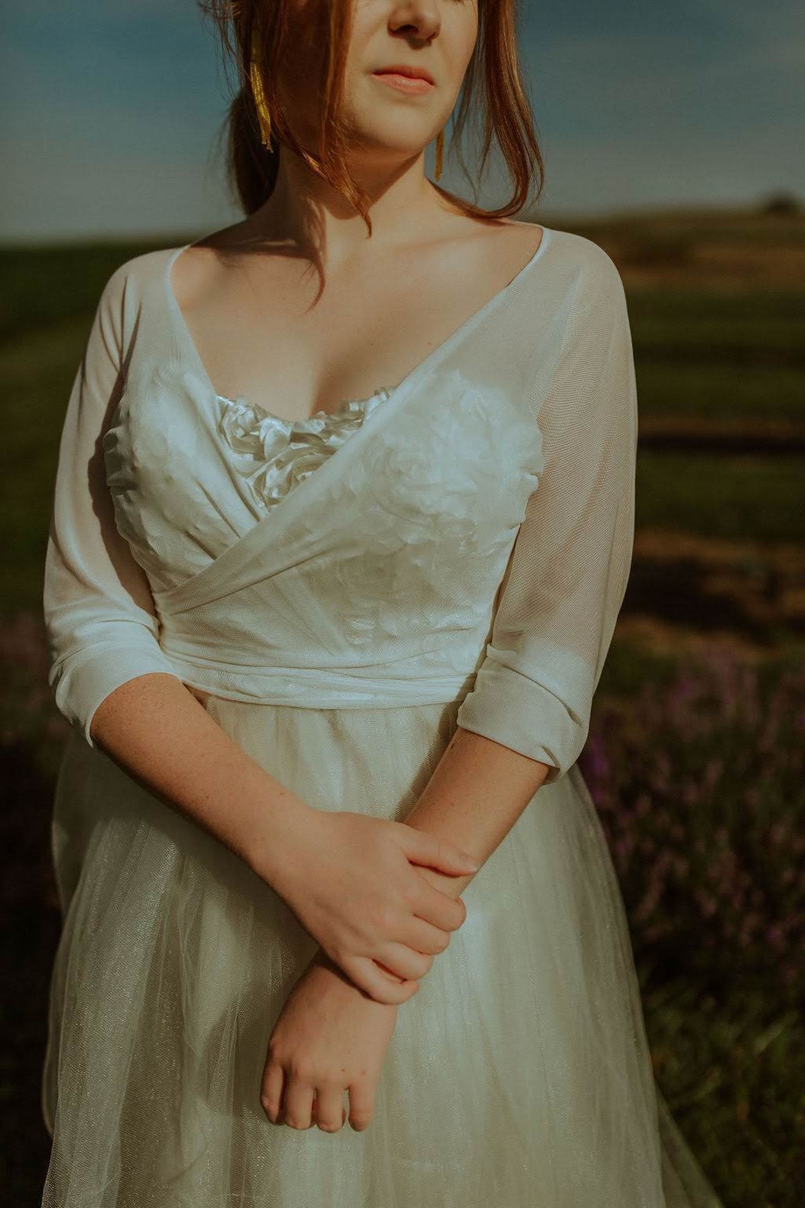 Bridal Topper With Sleeves Chiffon Wrap Wedding Dress Shirt - Etsy