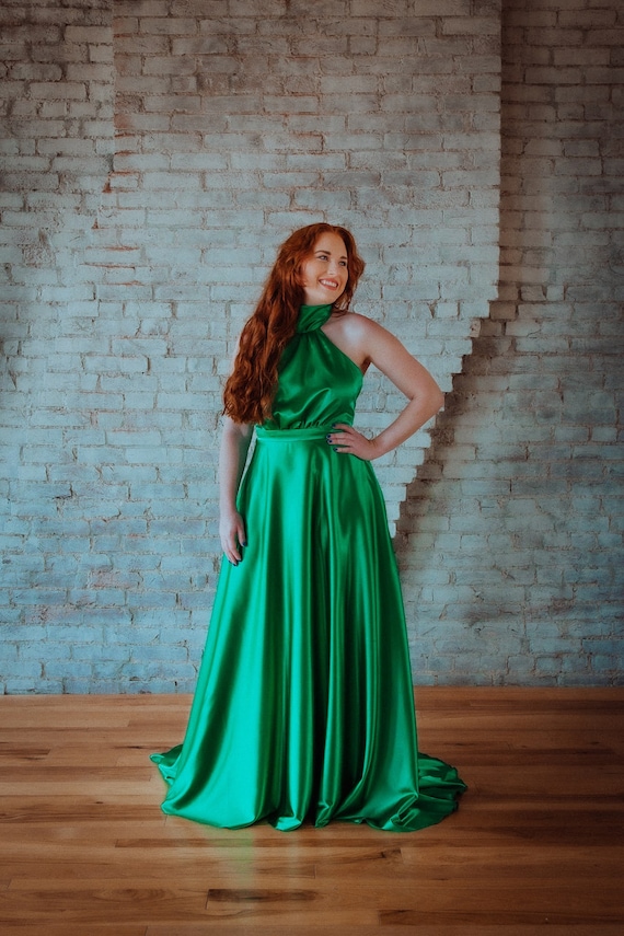slim fit dress slacks Cecilia Cowl Neck Drape Back Maxi Dress Emerald– Selfie Leslie main image 0