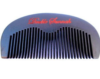 Double Sunnah Hand-Made Black Peach Wood Beard & Hair Pocket Comb