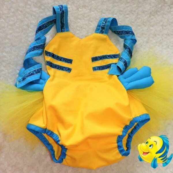 Flounder/Little Mermaid inspired Romper/tutu