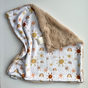 Gender neutral lovey, baby shower gift, sun blanket, minky lovey, cuddle, lovey blanket, minky blanket, security blanket, yellow