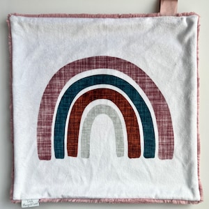 Baby girl lovey, baby shower gift, rainbow lovey blanket, minky lovey, cuddle, lovey blanket, minky blanket, security blanket, pink, rainbow