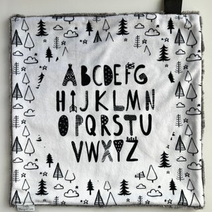 Gender neutral lovey, baby shower gift, black and white lovey blanket, minky lovey, cuddle, lovey blanket, minky blanket, security blanket