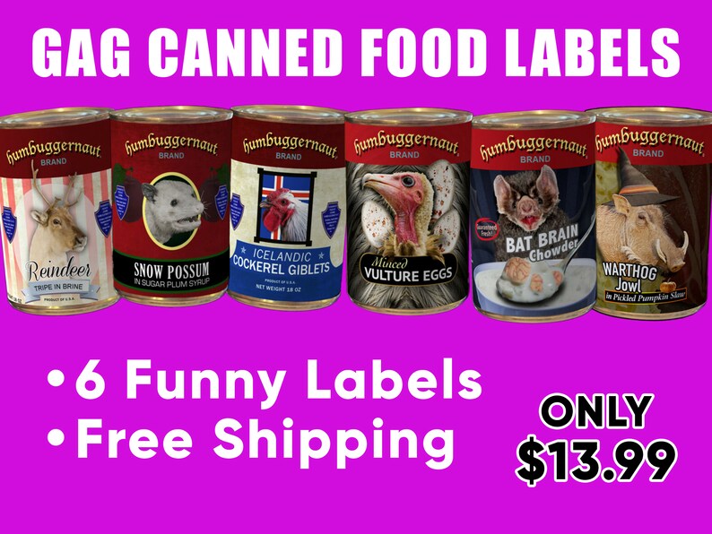 6 Gag Gift Canned Food Labels and Free Shipping Etsy