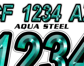 Aqua Steel Custom Boat Registration Numbers Decals Vinyl Lettering Stickers