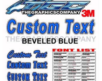 Beveled Blue Custom Vinyl Decals and Stickers Custom Text for Business, Car, Truck, Window...