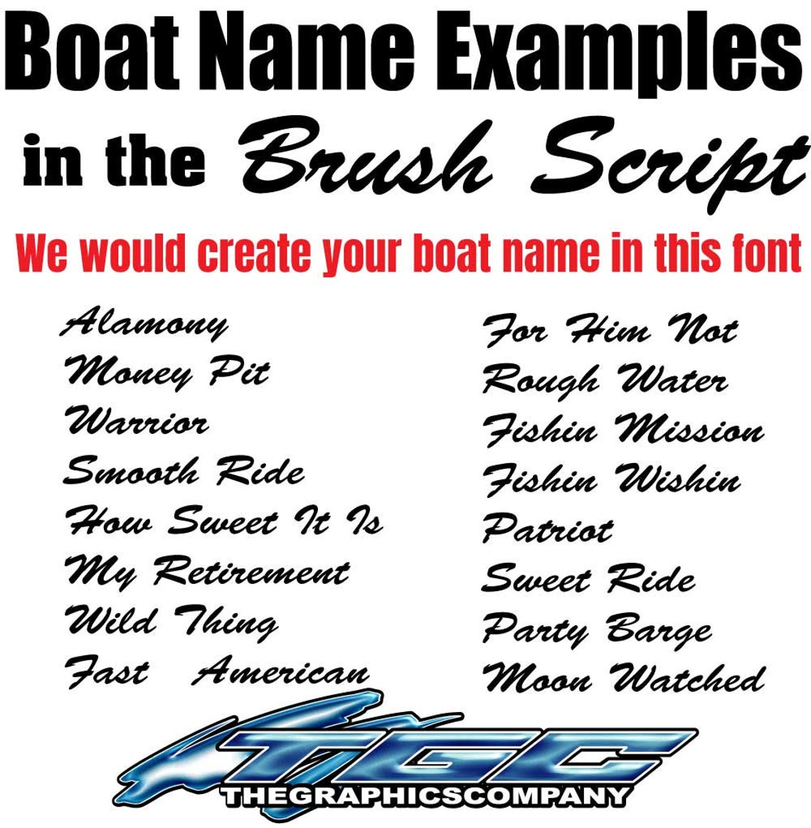 Custom Boat Names Vinyl Decals and Stickers Brush Font Etsy