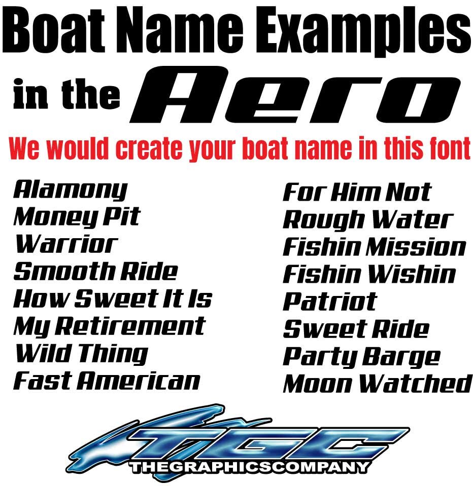 Custom Boat Names Vinyl Decals and Stickers Aero Font Quantity Etsy