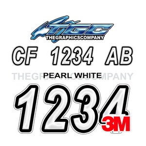 Pearl White Boot Registrierungszahlen und Buchstaben Aufkleber Vinyl Namen und benutzerdefinierte Text Aufkleber 3 "x 18" (2) Aufkleber
