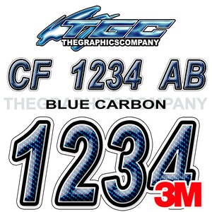 Blue Carbon Boot Registrierungszahlen oder Buchstaben Abziehbilder Vinyl Namen und benutzerdefinierte Textaufkleber 3 "x 18" (2) Abziehbilder