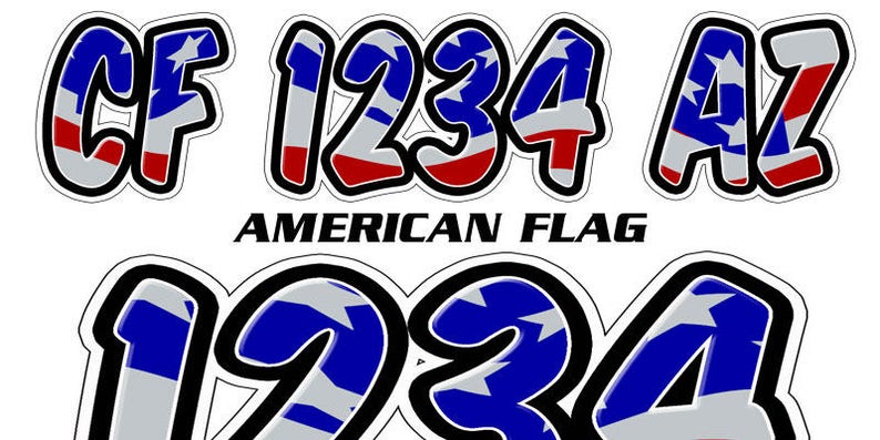 OIL FLAME Custom Boat Registration Number Decals Vinyl Lettering Stickers