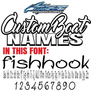 Custom Boat Names Vinyl Decals and Stickers Fishhook Font Quantity (1) decal