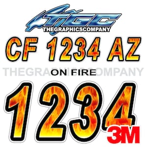 Boat Registration Numbers or Letters Decals On Fire Vinyl Stickers 3M 3&quot; x 18&quot; (2) Decals
