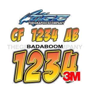 Boat Registration Numbers and Letters Decals and Stickers Badaboom 3&quot; x 18&quot; (2) Decals