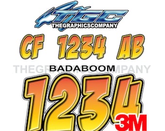 Boat Registration Numbers and Letters Decals and Stickers Badaboom 3" x 18" (2) Decals