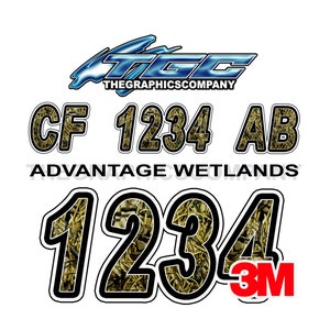 Boat Registration Numbers or Letters Decals and Stickers Wetlands 3&quot; x 18&quot; (2) Decals