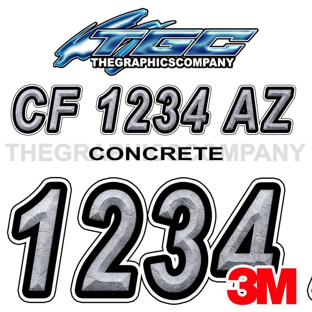 Concrete Boat Registration Numbers and Letters Decals Vinyl Names and ...