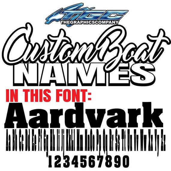Custom Boat Names Vinyl Decals and Stickers Aardvark Font Etsy