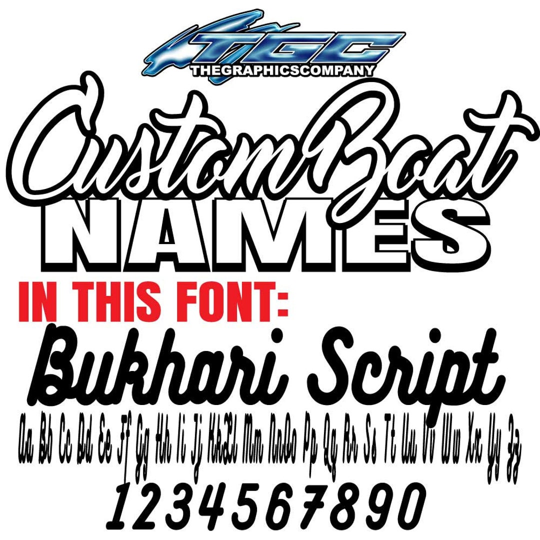 Custom Boat Names Vinyl Decals and Stickers Bukhari Script Font